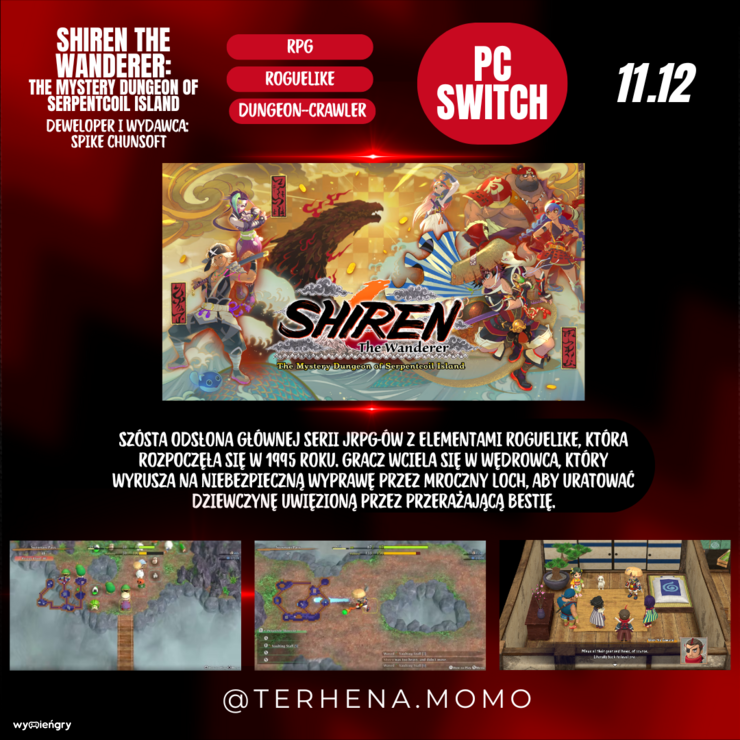 Premiera gry Shiren the Wanderer: The Mystery Dungeon of Serpentcoil Island